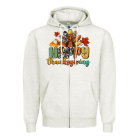 Oatmeal Heather happy thanksgiving Zipper Hoodie - CowGirlArtShop