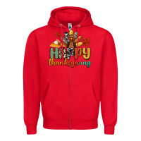 Red happy thanksgiving Zipper Hoodie - CowGirlArtShop