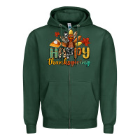 Sports Green happy thanksgiving Zipper Hoodie - CowGirlArtShop