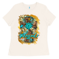 Bone western cross blessed lily butterfly Ladies Tee - BarkalooDesign