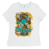 White western cross blessed lily butterfly Ladies Tee - BarkalooDesign