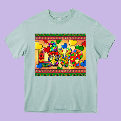 Love Autism Awareness Heavy Core Tee Designed By Barkaloodesign