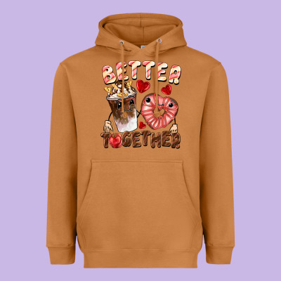 Better Together Valentine's Day Heavyweight Hoodie Designed By Fadigitalartstudio