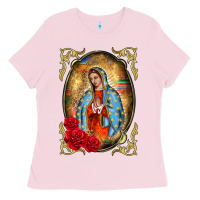 Bubblegum Pink our lady of guadalupe frame Ladies Tee - BarkalooDesign
