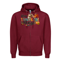 Burgundy one thankful nurse Zipper Hoodie - CowGirlArtShop