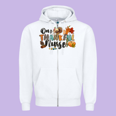 One Thankful Nurse Zipper Hoodie Designed By Cowgirlartshop