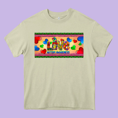Love Autism Awareness License Plate Template Heavy Core Tee Designed By Barkaloodesign