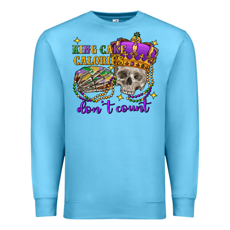 King Cake Calories Don't Count Skull Premium Sweatshirt by FaDigitalArtStudio | Teevron