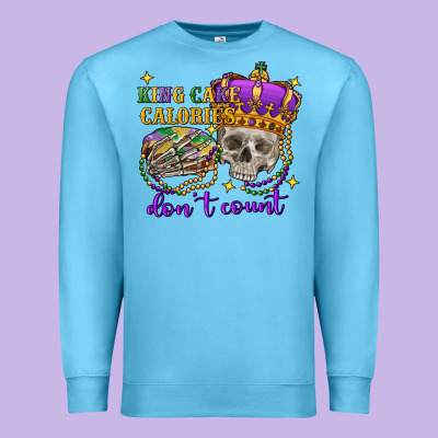 King Cake Calories Don't Count Skull Premium Sweatshirt Designed By Fadigitalartstudio
