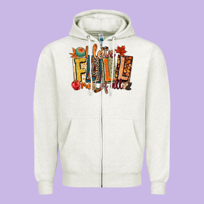 I Love Fall Most Of All Zipper Hoodie Designed By Cowgirlartshop