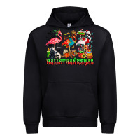 Black happy hallothanksmas flamingo Urban Hoodie - CowhideDigitalArt
