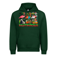 Forest Green happy hallothanksmas flamingo Urban Hoodie - CowhideDigitalArt