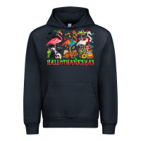 Navy happy hallothanksmas flamingo Urban Hoodie - CowhideDigitalArt