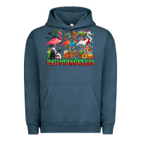 Pigment Midnight Navy happy hallothanksmas flamingo Urban Hoodie - CowhideDigitalArt