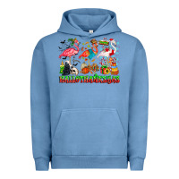 Pigment Pebble Blue happy hallothanksmas flamingo Urban Hoodie - CowhideDigitalArt