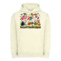 Pigment Pistachio happy hallothanksmas flamingo Urban Hoodie - CowhideDigitalArt