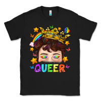 Black LGBTQ+ Queer Portrait With Crown And Rainbow Classic Tee - BundleAndBundleShop