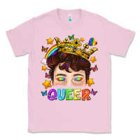Bubblegum Pink LGBTQ+ Queer Portrait With Crown And Rainbow Classic Tee - BundleAndBundleShop