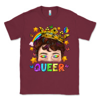 Burgundy LGBTQ+ Queer Portrait With Crown And Rainbow Classic Tee - BundleAndBundleShop