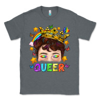 Charcoal Heather LGBTQ+ Queer Portrait With Crown And Rainbow Classic Tee - BundleAndBundleShop
