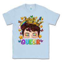 Dusty Blue LGBTQ+ Queer Portrait With Crown And Rainbow Classic Tee - BundleAndBundleShop