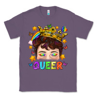 Lavender LGBTQ+ Queer Portrait With Crown And Rainbow Classic Tee - BundleAndBundleShop