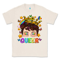 Natural LGBTQ+ Queer Portrait With Crown And Rainbow Classic Tee - BundleAndBundleShop
