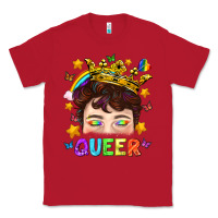 Red LGBTQ+ Queer Portrait With Crown And Rainbow Classic Tee - BundleAndBundleShop
