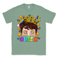 Sage LGBTQ+ Queer Portrait With Crown And Rainbow Classic Tee - BundleAndBundleShop