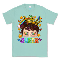 Seafoam LGBTQ+ Queer Portrait With Crown And Rainbow Classic Tee - BundleAndBundleShop