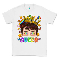 White LGBTQ+ Queer Portrait With Crown And Rainbow Classic Tee - BundleAndBundleShop