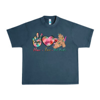 Midnight Navy Peace Love Nail Hustler Urban Heavy Tee - BundleAndBundleShop