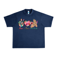 Navy Peace Love Nail Hustler Urban Heavy Tee - BundleAndBundleShop