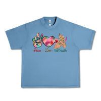 Pebble Blue Peace Love Nail Hustler Urban Heavy Tee - BundleAndBundleShop