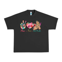 Pigment Black Peace Love Nail Hustler Urban Heavy Tee - BundleAndBundleShop