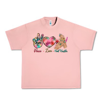 Salmon Peace Love Nail Hustler Urban Heavy Tee - BundleAndBundleShop
