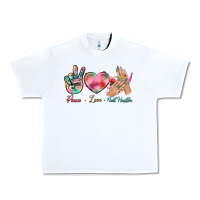 White Peace Love Nail Hustler Urban Heavy Tee - BundleAndBundleShop