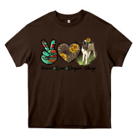 Chocolate Brown Peace Love Dorper Sheep Heavy Core Tee - LillyAllenDesigns