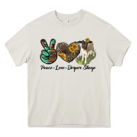 Cream Peace Love Dorper Sheep Heavy Core Tee - LillyAllenDesigns