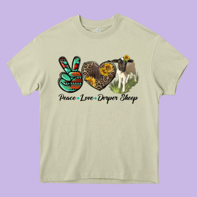 Peace Love Dorper Sheep Heavy Core Tee Designed By Lillyallendesigns