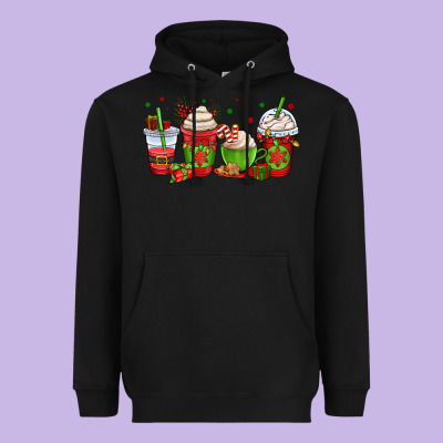 Christmas Coffee Cups Heavyweight Hoodie Designed By Oliviacreatesart