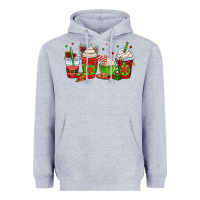 Heather Grey christmas coffee cups Heavyweight Hoodie - OliviaCreatesArt