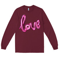 Burgundy valentines day love balloon Long Sleeve Tee - RanaPortraitStore