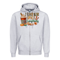 Heather Grey pumpkin spice and everything nice Zipper Hoodie - CowGirlArtShop