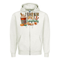 Oatmeal Heather pumpkin spice and everything nice Zipper Hoodie - CowGirlArtShop