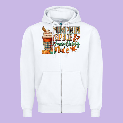 Pumpkin Spice And Everything Nice Zipper Hoodie Designed By Cowgirlartshop
