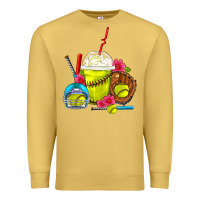 Antique Gold Softball Frappe Coffee Premium Sweatshirt - FaDigitalArtStudio