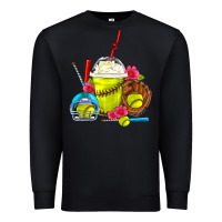 Black Softball Frappe Coffee Premium Sweatshirt - FaDigitalArtStudio