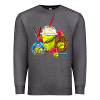 Charcoal Heather Softball Frappe Coffee Premium Sweatshirt - FaDigitalArtStudio