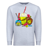 Heather Grey Softball Frappe Coffee Premium Sweatshirt - FaDigitalArtStudio
